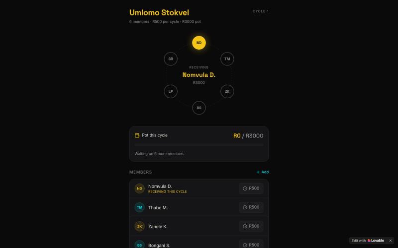 Umlomo Stokvel — Savings Group Tracker — screenshot
