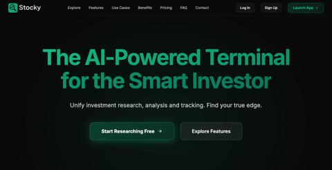 Stocky | AI Research & Tracking for Stocks & Assets — screenshot