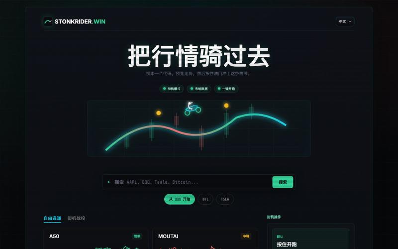 StonkRider.win - 把股票走势图骑成赛道 — screenshot
