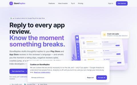 StoreReplies — AI Review Replies for Google Play & the App Store — screenshot