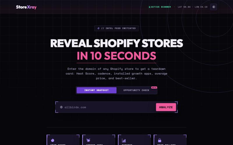 StoreXray — Instant Technical Audit & Intelligence for Shopify Stores — screenshot