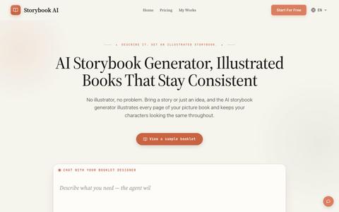 AI Storybook Generator, Illustrated Books, One Consistent Cast — screenshot
