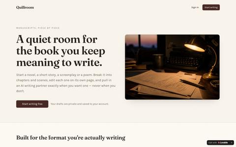 Quillroom — A manuscript workspace for novels, stories & scripts — screenshot