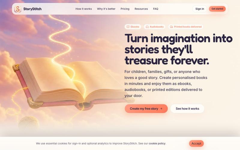 Personalised Storybooks, Audiobooks & Printed Books — screenshot
