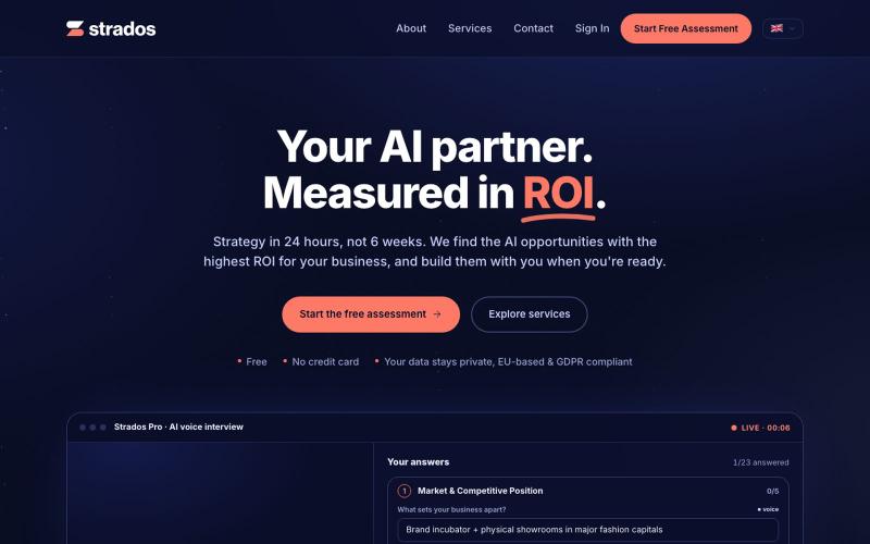 Strados.ai | Know exactly where to start with AI — screenshot