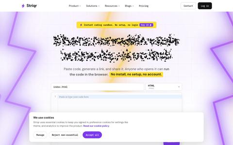 Striqr – Share Runnable Code Instantly via a Link — screenshot