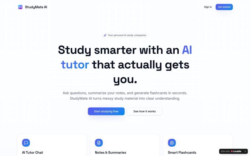 StudyMate AI — Study smarter with your AI tutor — screenshot