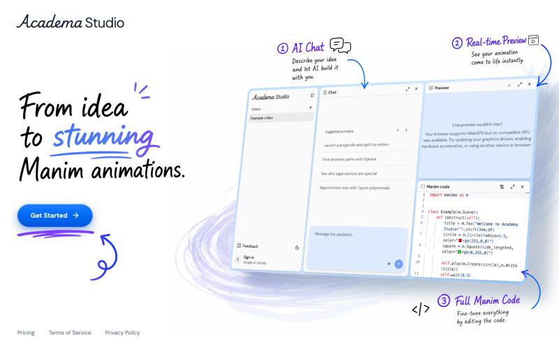 Academa Studio | AI-Native Manim Editor — screenshot