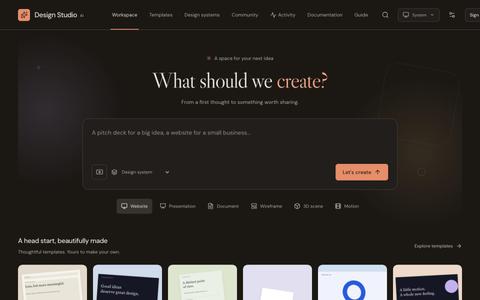 Agent-first design workspace · Design Studio AI — screenshot