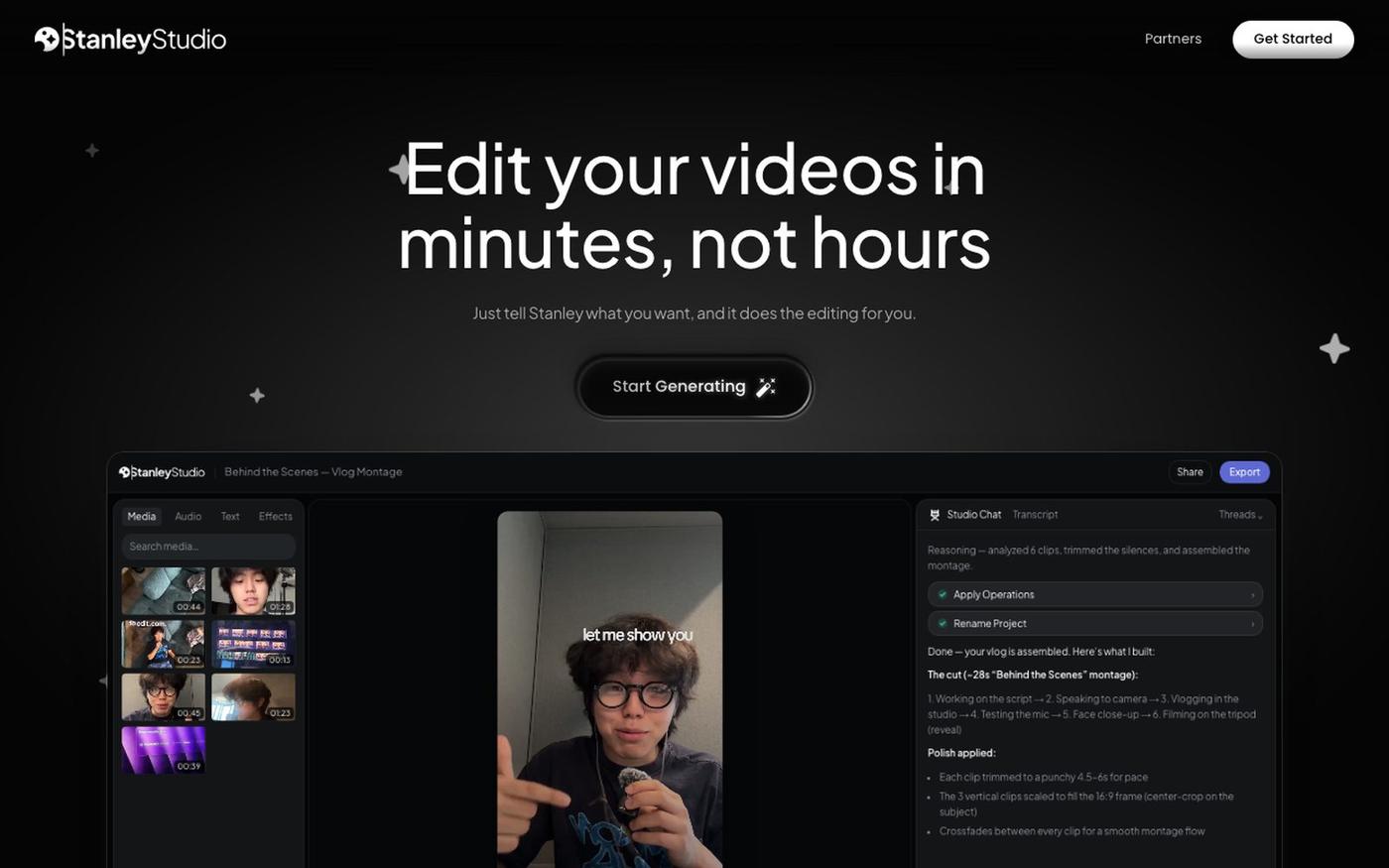Stanley Studio — Edit your videos in minutes, not hours — screenshot