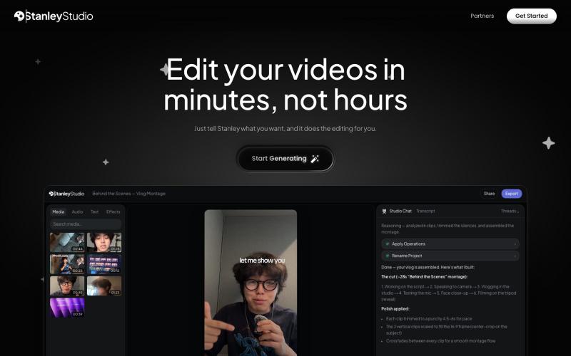 Stanley Studio — Edit your videos in minutes, not hours — screenshot