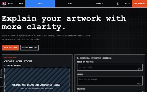 Studio Lens | Artwork Reading and Artist Statement Support — screenshot