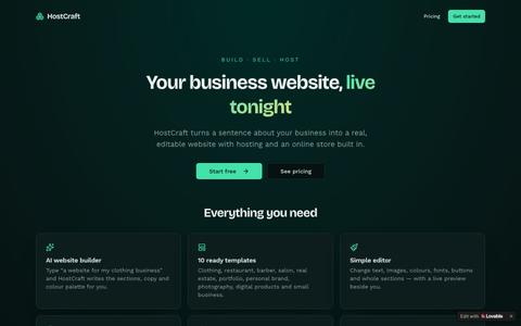 HostCraft — Build and host a website with AI — screenshot