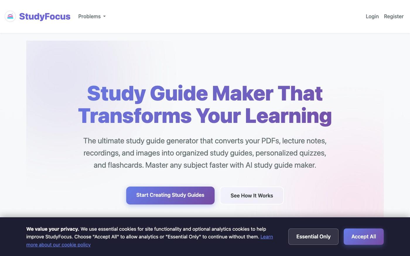 Study Guide Maker | StudyFocus — screenshot