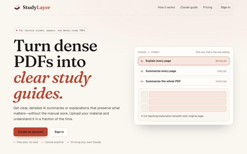 StudyLayer - Controllable PDF study notes — screenshot
