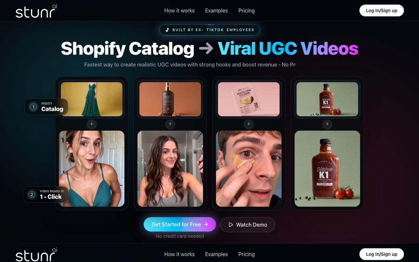 Stunr AI | AI UGC Video Generator for Shopify Ads — screenshot