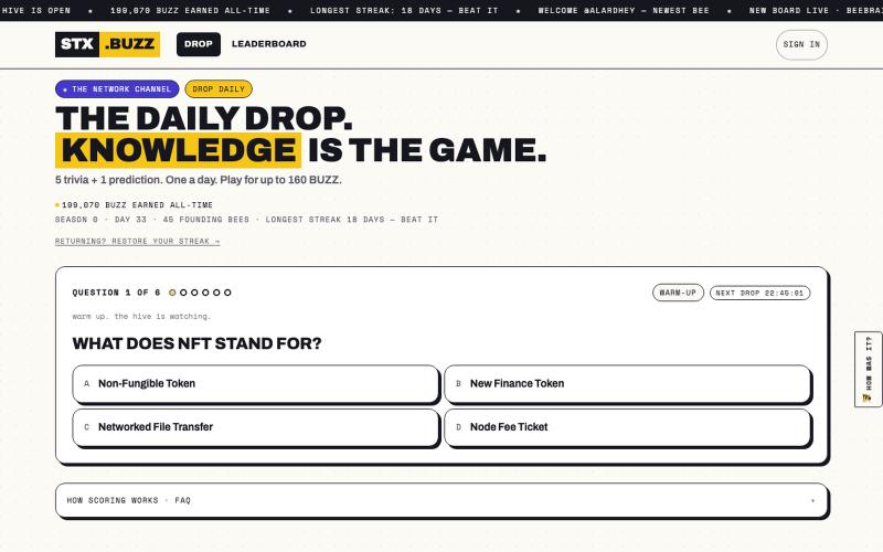 Daily Drop — STX.BUZZ — screenshot