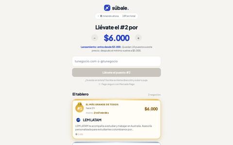 súbale — el puesto lo determina la puja — screenshot