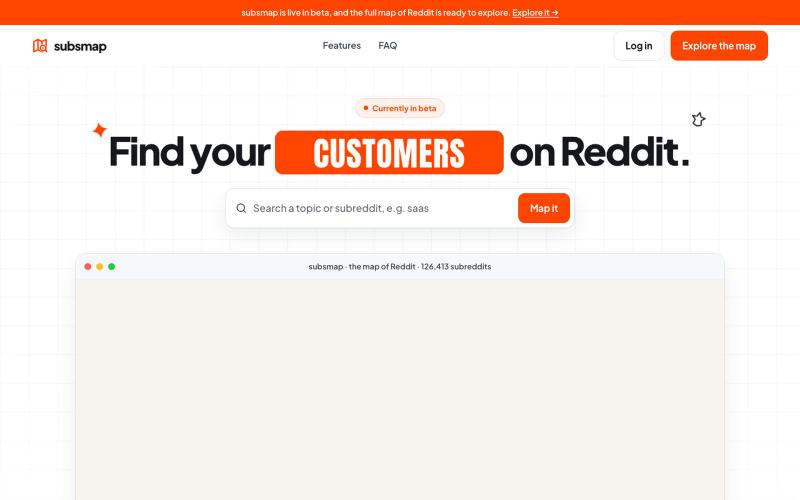 subsmap | Find your customers on Reddit — screenshot