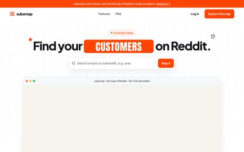 subsmap | Find your customers on Reddit — screenshot