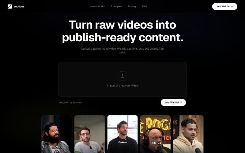 Subtions — Turn Raw Videos into Publish-Ready Videos — screenshot