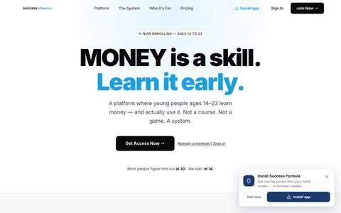 Success Formula | The Platform for Young Entrepreneurs & Families — screenshot