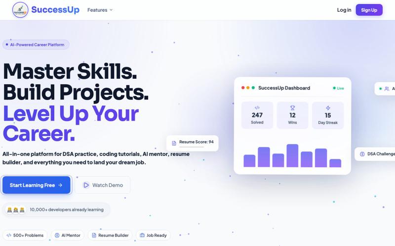 SuccessUp — Learn, Interview & Free File Tools — screenshot