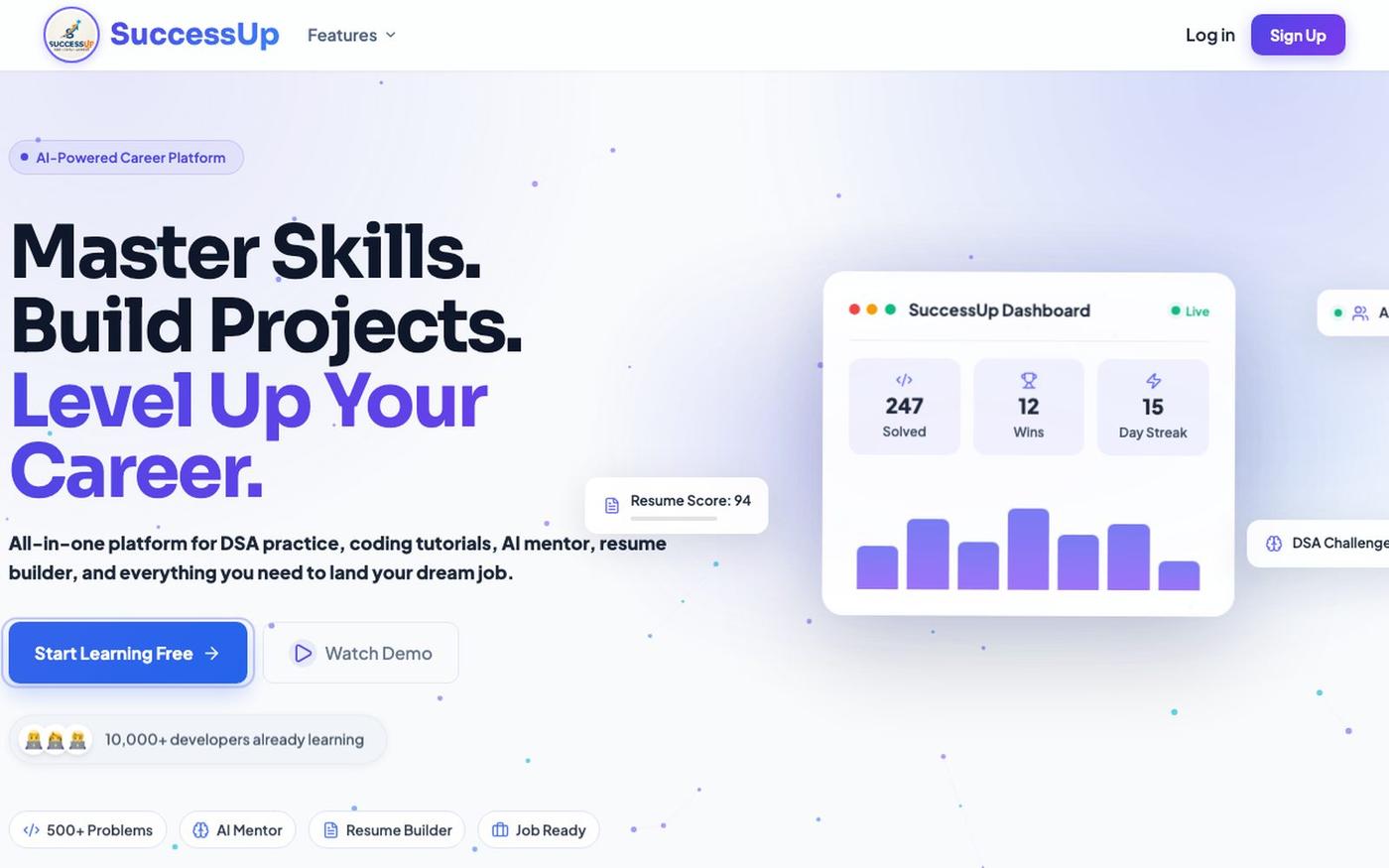 SuccessUp — Learn, Interview & Free File Tools — screenshot