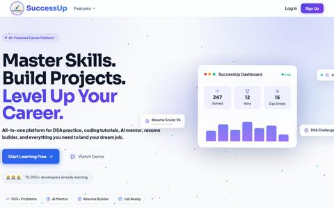 SuccessUp — Learn, Interview & Free File Tools — screenshot