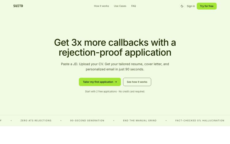 Suitd — Tailored job applications in 90 seconds — screenshot