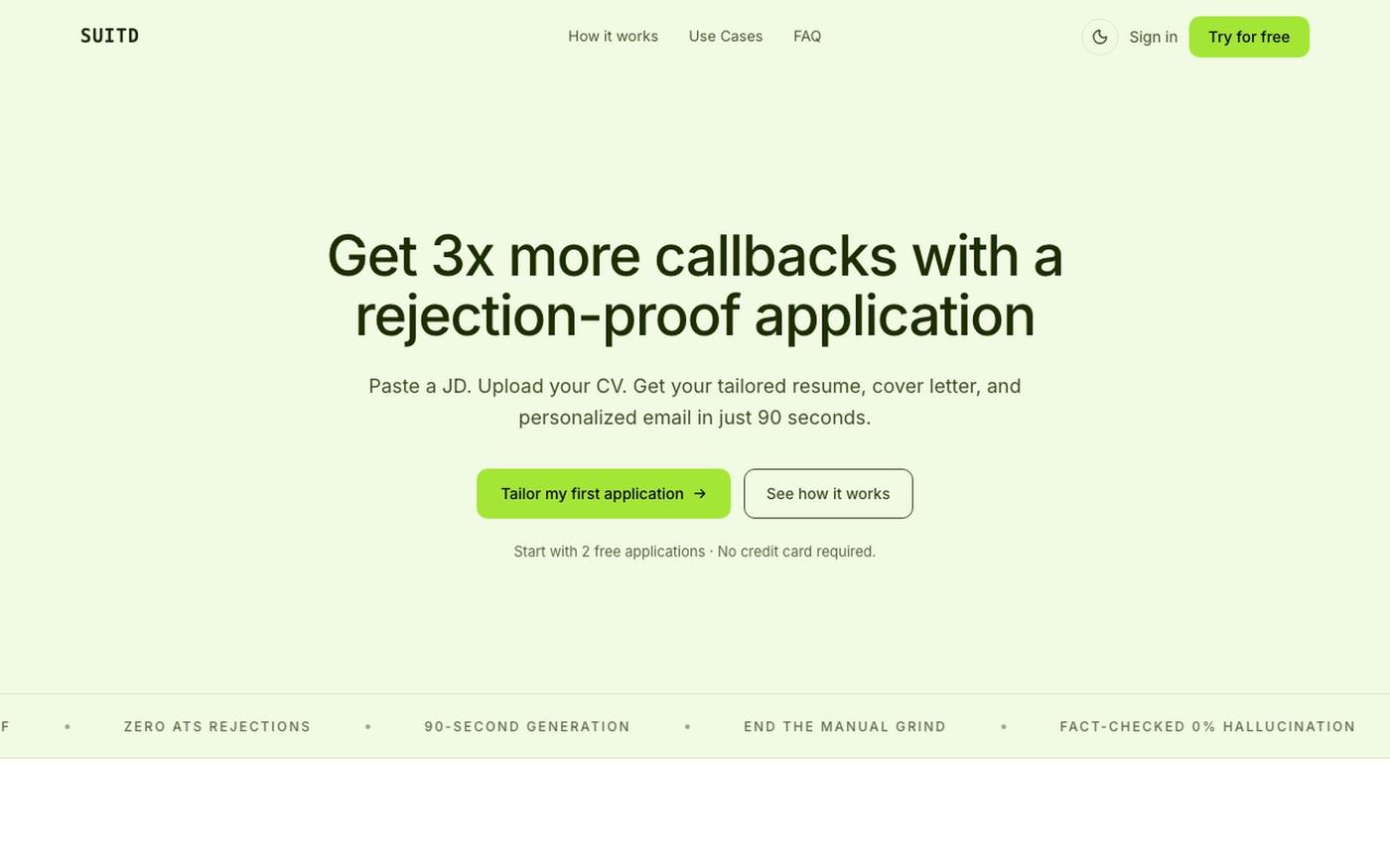 Suitd — Tailored job applications in 90 seconds — screenshot