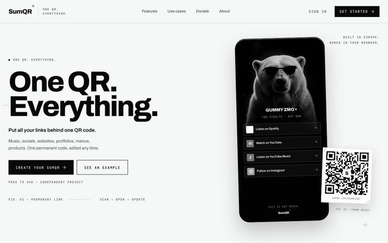SumQR — One QR Code for All Your Links — screenshot