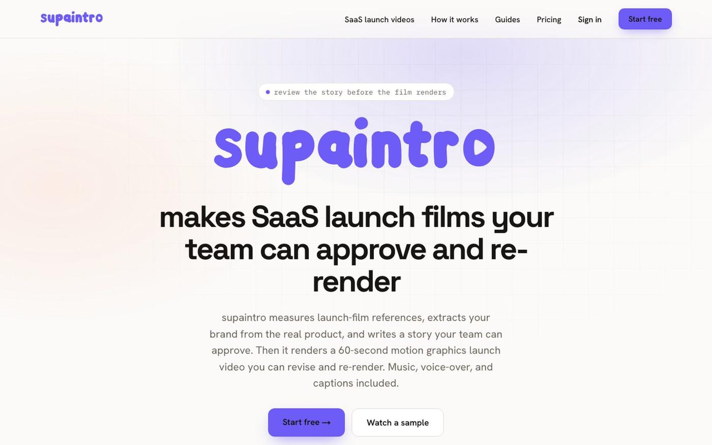 supaintro: AI launch video generator for SaaS products — screenshot