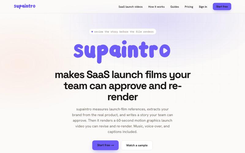 supaintro: AI launch video generator for SaaS products — screenshot
