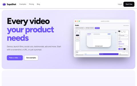 SupaShot · Every video your product needs — screenshot