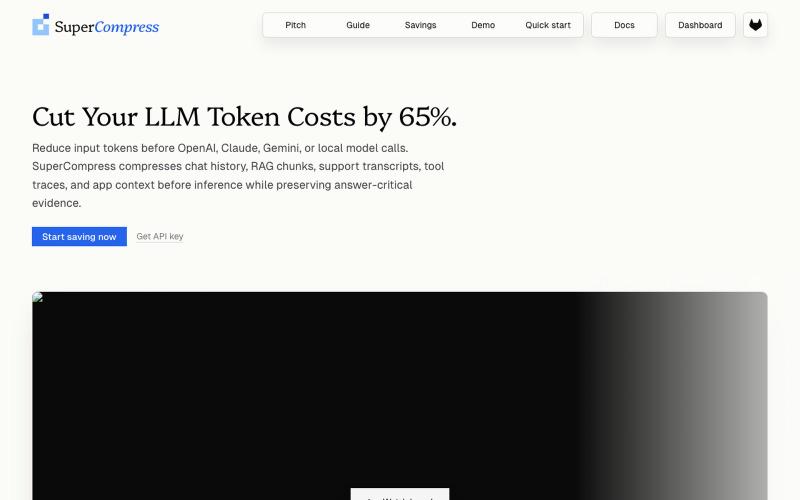 SuperCompress - Cut Your LLM Token Costs by 65% — screenshot