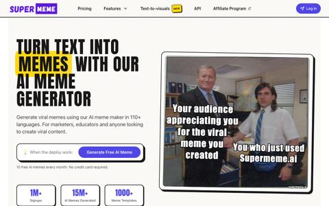 AI Meme Generator | Create Custom Memes Instantly | Supermeme.ai — screenshot