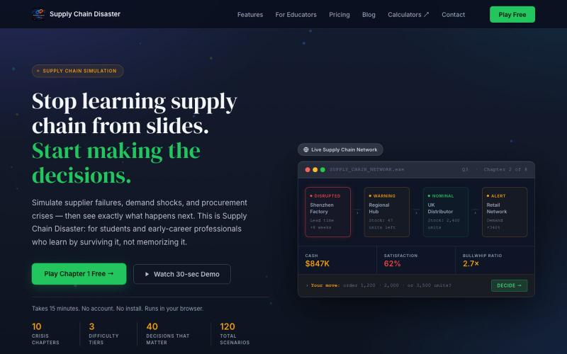 Supply Chain Disaster | Supply Chain Management Simulation Game — screenshot