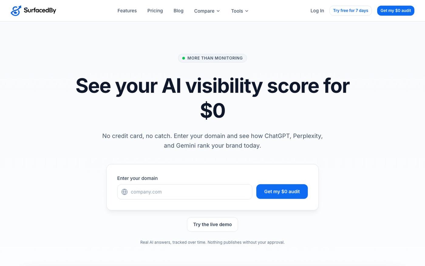 SurfacedBy - Track & Improve Your AI Search Visibility — screenshot
