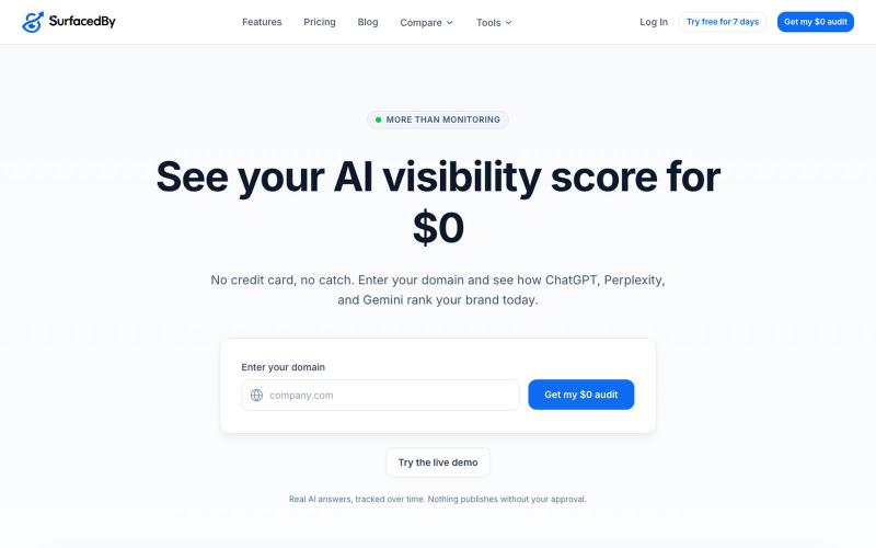 SurfacedBy - Track & Improve Your AI Search Visibility — screenshot