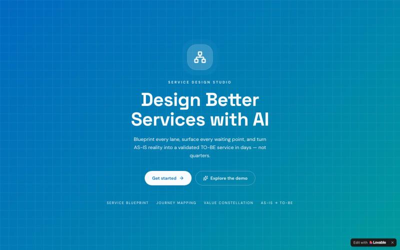 Service Design Studio — Design Better Services with AI — screenshot