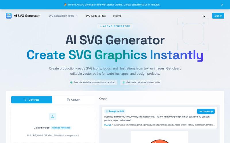 AI SVG Generator | SVG Generator AI & AI Vector Generator — screenshot