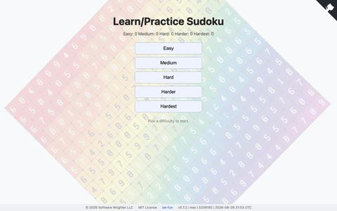 Learn/Practice Sudoku — screenshot