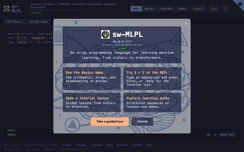 MLPL — Array Programming Language for ML — screenshot