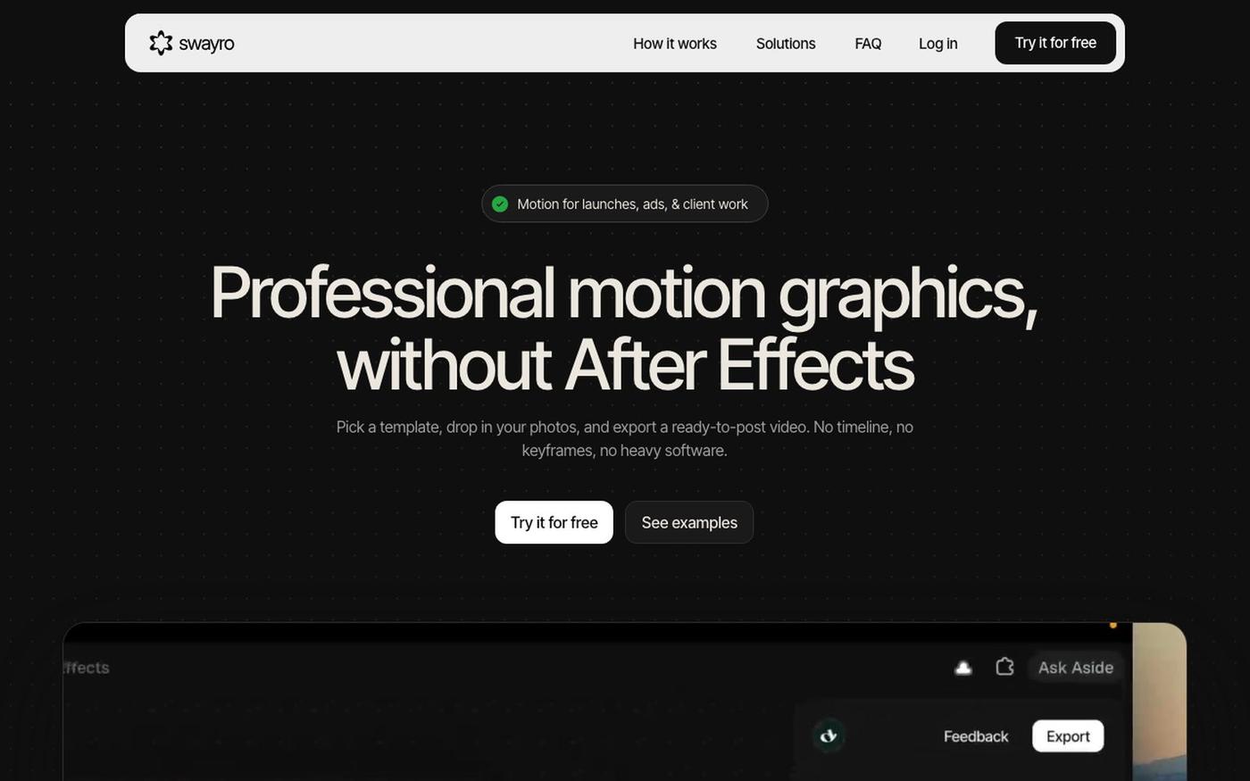 Swayro - Premium Motion Without After Effects — screenshot