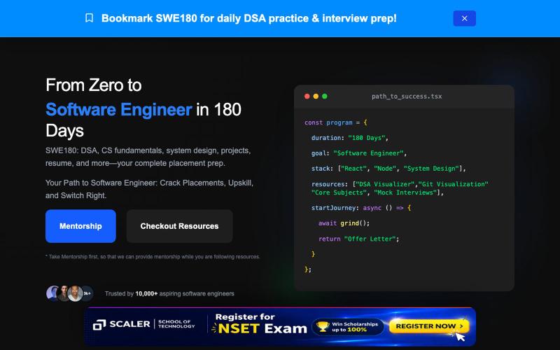 SWE180 - Best Preparation and Learning Platform — screenshot