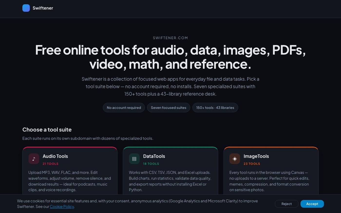 Swiftener — Free online tools — screenshot