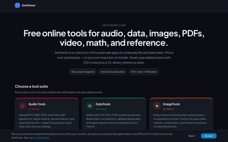 Swiftener — Free online tools — screenshot