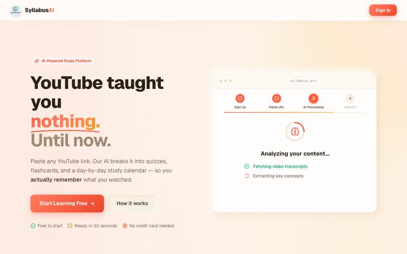 SyllabusAI — Turn YouTube Playlists into Study Plans — screenshot