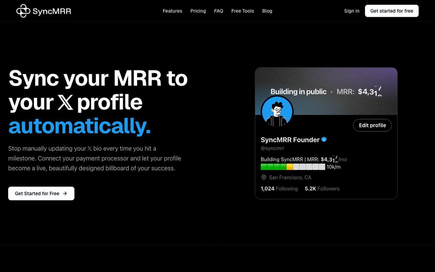 SyncMRR β Sync your MRR to your π profile automatically. β screenshot